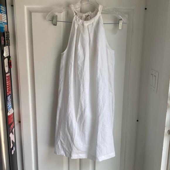 Gap White linen halter summer dress in white size 0 lined pockets and worn 1x - Picture 1 of 6